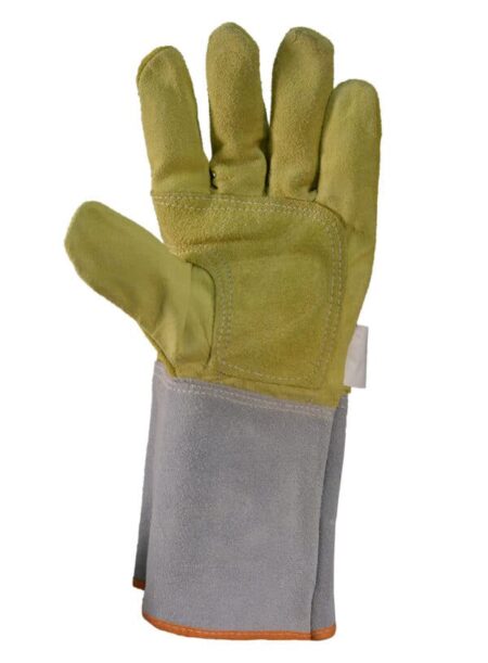 Guante Americano Descarne, Amarillo, Puño Largo Refuerzo Pistola y Poncho Talle 10