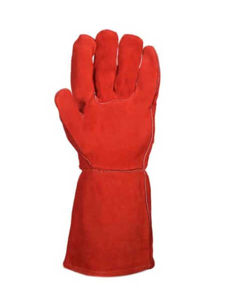 Guante Descarne Naranja Largo Forrado y Costura Kevlar c/ refuerzo cuero. Talle 10